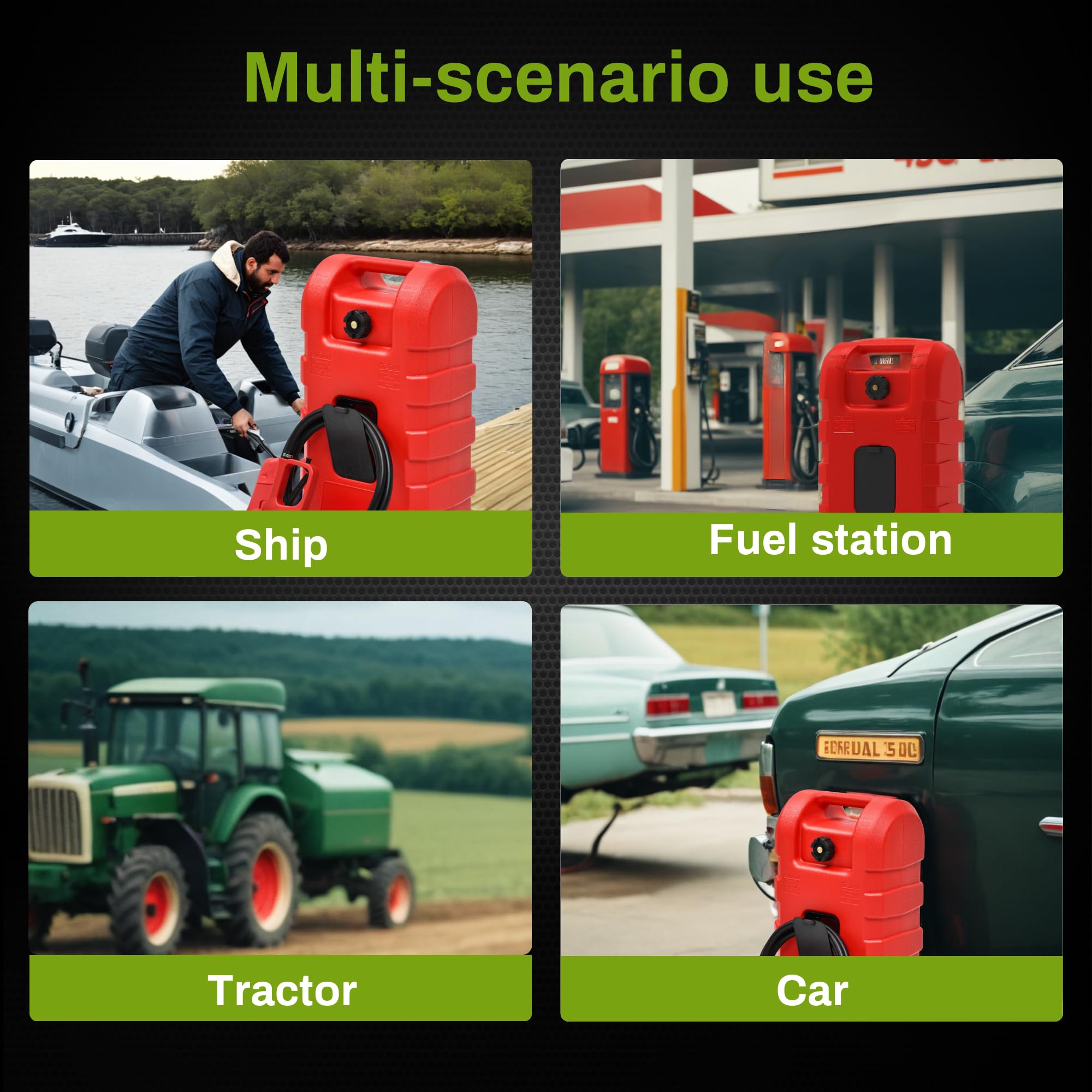 AUTOSAVER88 15 Gallon Portable Fuel Caddy - Heavy Duty Gasoline & Diesel Fuel Tank with 6'' Wheels, Dual Brass Shut-off Valves, Top Handle & Hose Holder - Ideal for Construction Sites, Farms, Emergency Fuel Storage & Off-Road Vehicles