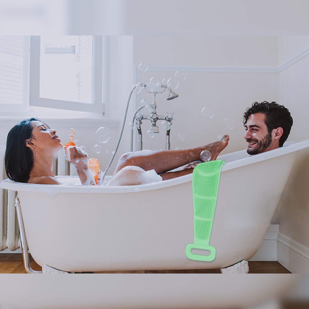 Exfoliating Silicone Back Scrubber with Handle - Gentle Body Brush for Sensitive Skin | Long-Lasting Bath & Shower Scrub Belt | Perfect for Exfoliation, Cleansing & Massage in Bathroom or Spa