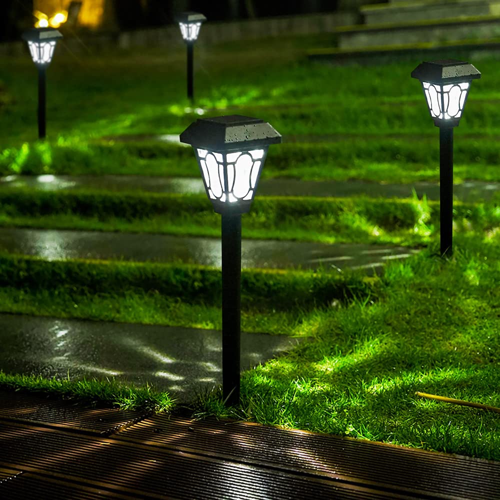 LAMTREE 12 Pack Solar Powered Outdoor Lights Waterproof - 3 Lumens Cool White LED with Cute Patterns for Pathway, Garden, Patio, Yard, Driveway, Walkway & Lawn - Perfect for Landscape Lighting, Backyard Decor & Nighttime Safety