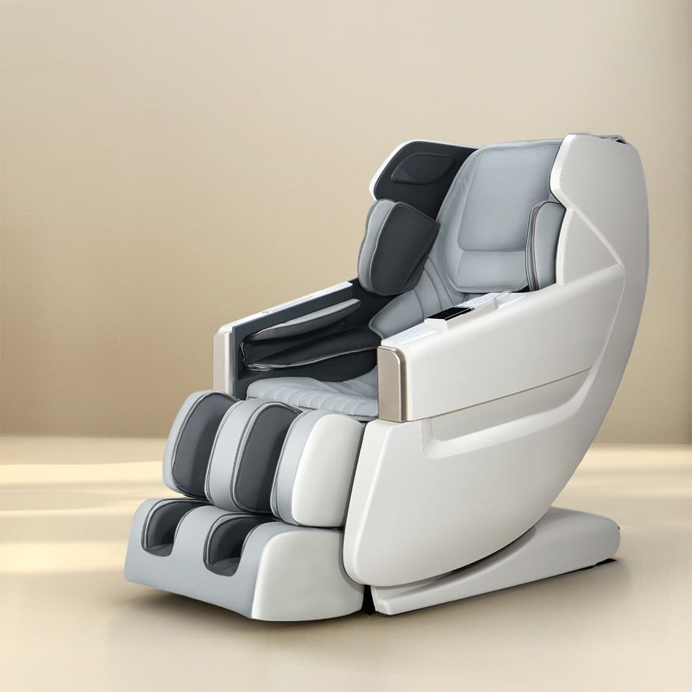 Livemor Electric Massage Chair with Recliner - Full Body Shiatsu Massager in White | Perfect for Home, Office & Relaxation Therapy