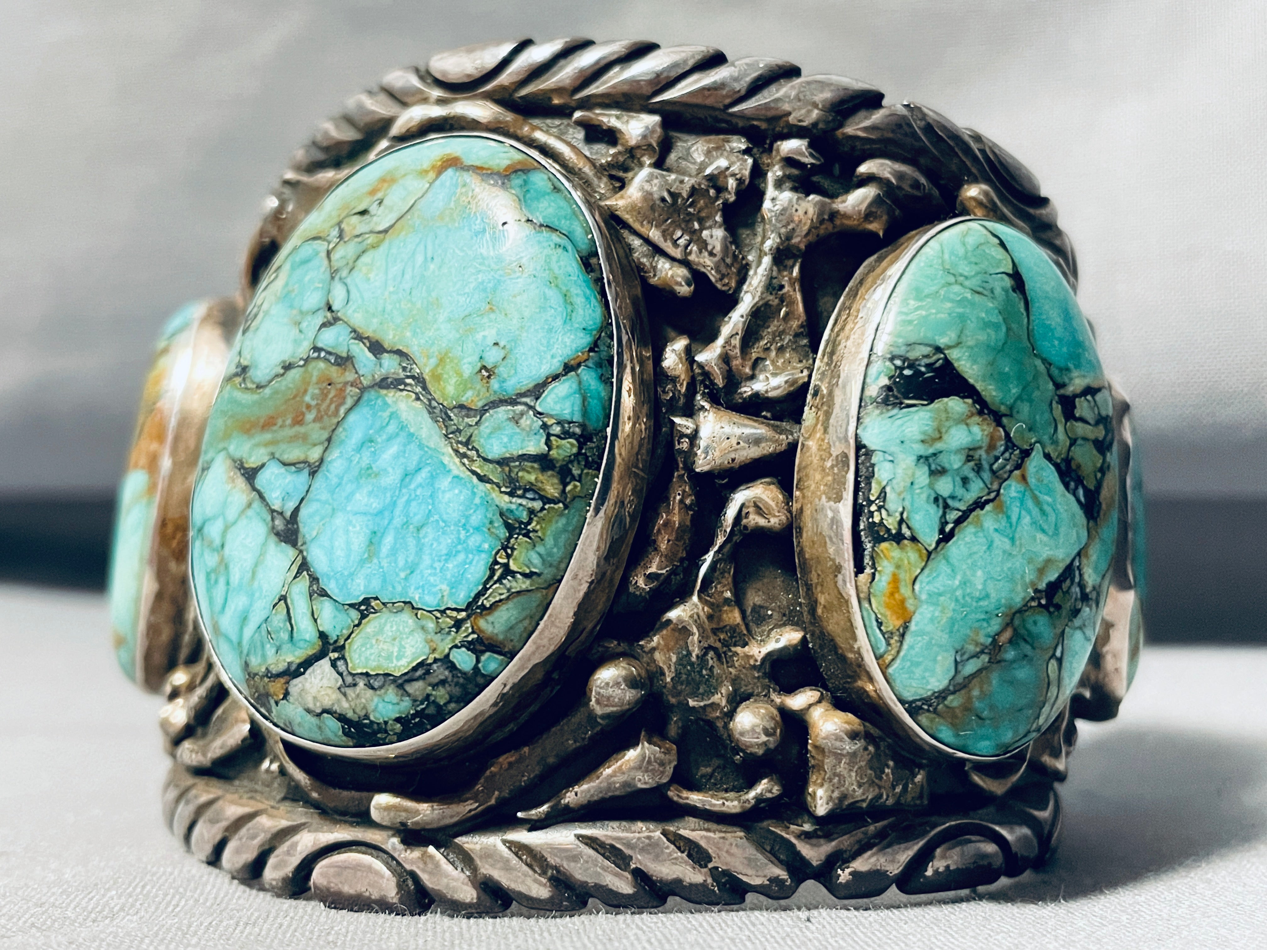 Vintage Navajo Spiderweb Turquoise Sterling Silver Bracelet - 174g Handmade Native American Jewelry for Women & Men | Perfect for Boho Fashion, Gift Giving & Special Occasions
