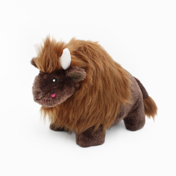 Zippy Paws Billie the Bison Plush Dog Toy - Soft & Durable Wooliez Collection for Chewing, Fetch & Cuddling | Perfect for Playtime, Training & Comfort