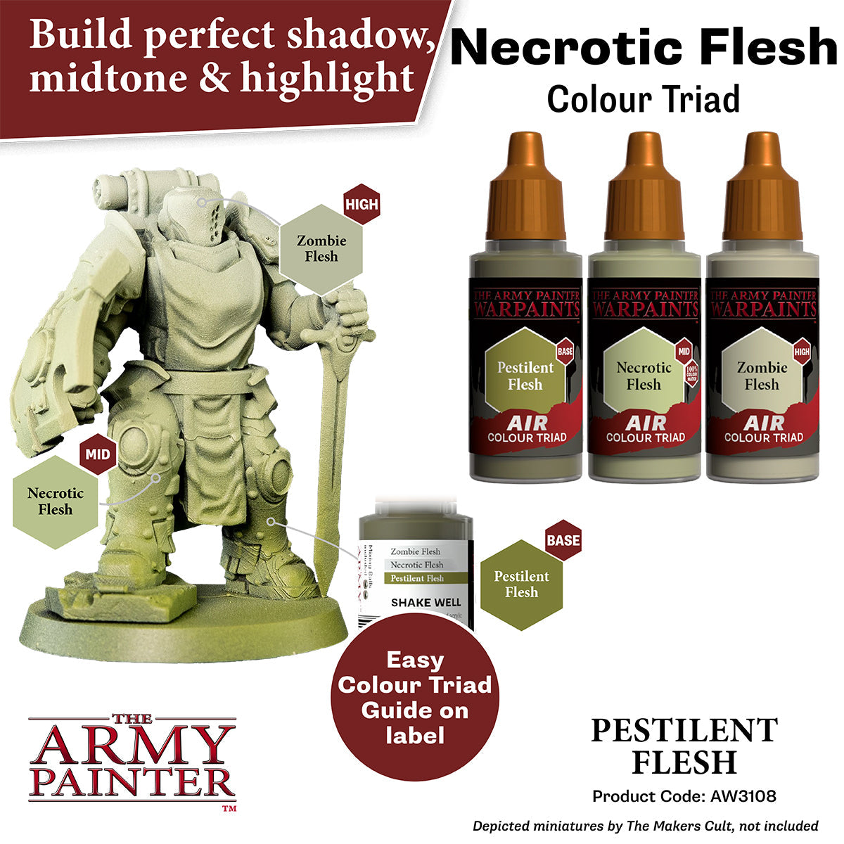 Warpaints Air: Pestilent Flesh - Premium Miniature Paint Set for Tabletop Wargaming & Fantasy Models - Perfect for Warhammer, D&D, and Miniature Painting Enthusiasts
