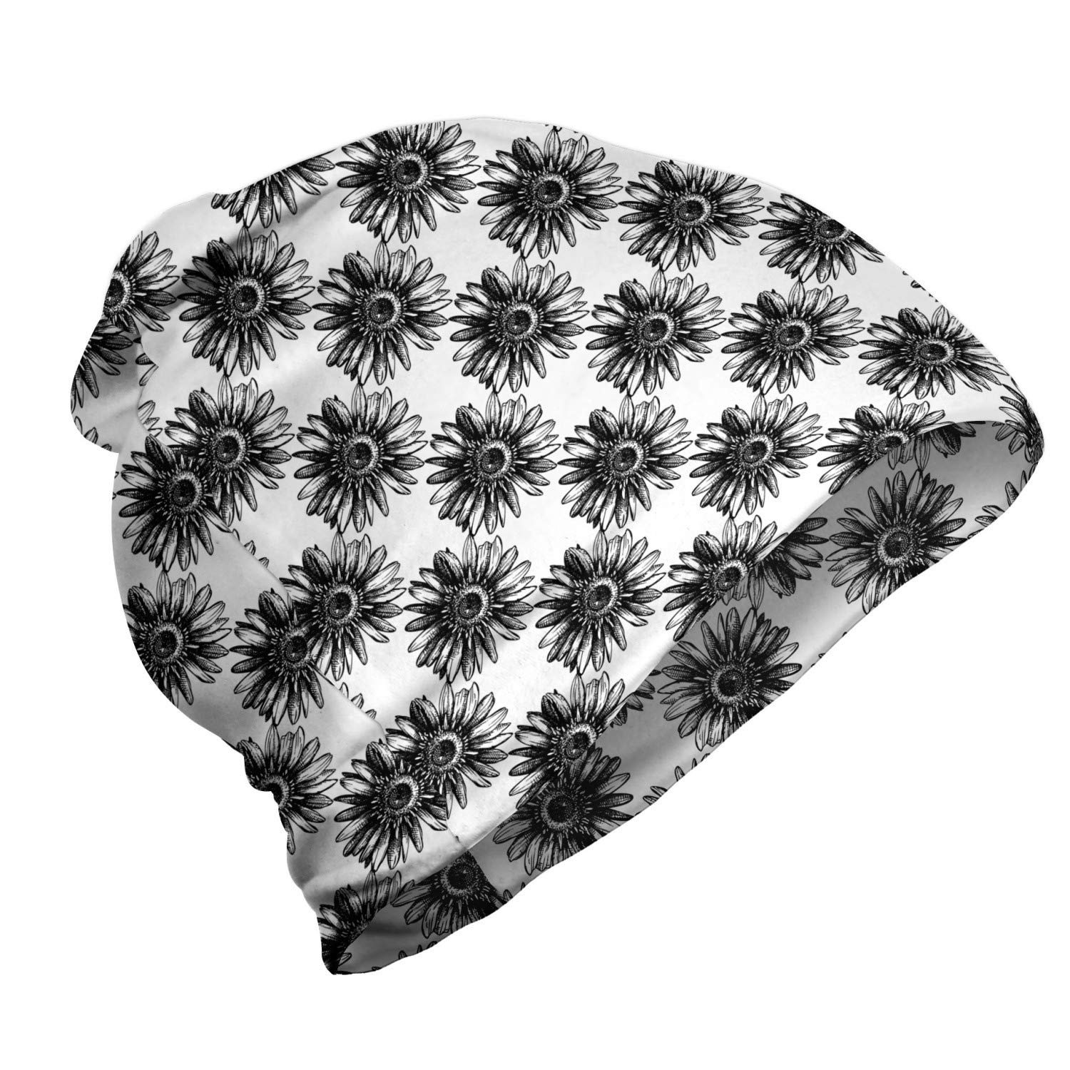 Ambesonne Unisex Beanie - Sketchy Hand Drawn Flowers Design - Soft Winter Hat for Men & Women - Perfect for Hiking, Outdoor Activities & Cold Weather Fashion