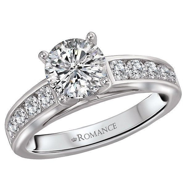 14KT 5/8 CTW Diamond Channel Set Cathedral Engagement Ring for 1 CT Round Cut - Perfect for Proposals, Weddings & Anniversary Gifts