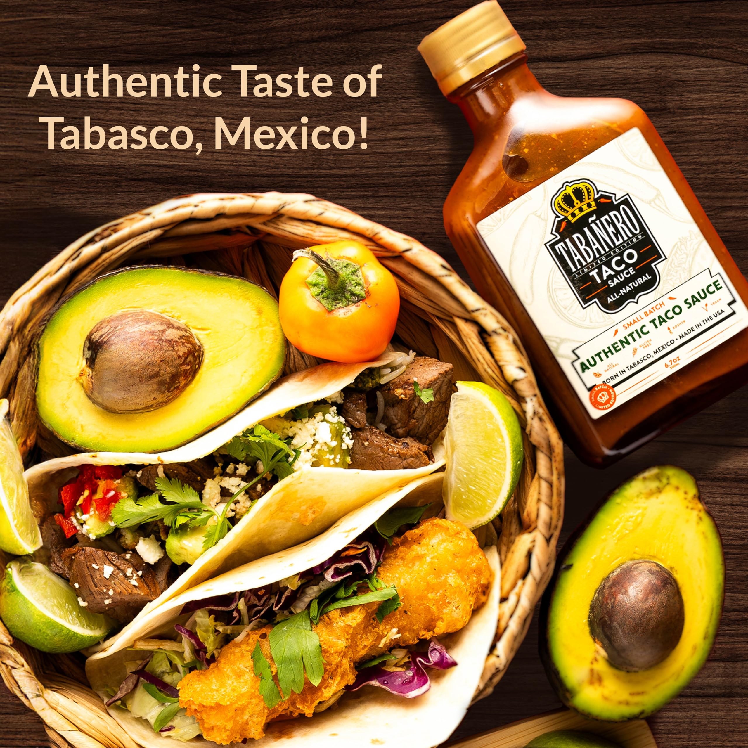 Tabañero Hot Taco Sauce - Authentic Mexican Red Enchilada Sauce for Tacos & Burritos | All Natural, Gluten Free, Vegan, Kosher | Gourmet Food Gift Made in USA (6.7 oz) - Perfect for Spicy Food Lovers, Mexican Cuisine & Home Cooking