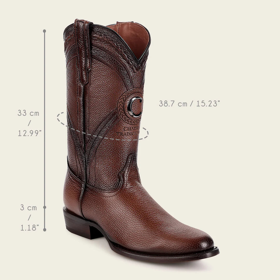 2H0AVE Men's Cuadra Honey Dress Cowboy Deer Leather Boots - Western Style Boots for Rodeo, Country Music Festivals & Outdoor Adventures