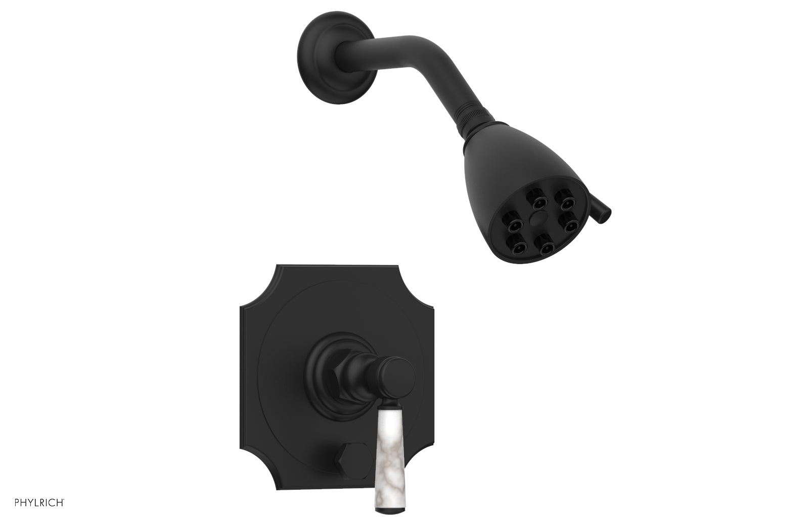 HENRI Pressure Balance Shower and Diverter Set with White Marble Handle - No Spout Included - Perfect for Modern Bathroom Renovations and Spa-Like Shower Experience