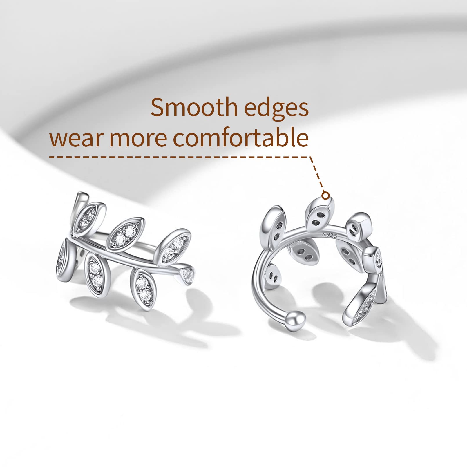 ChicSilver 925 Sterling Silver Non-Piercing Ear Cuff Clip-On Cartilage Earrings for Women - Hypoallergenic Fashion Jewelry Gift (with Gift Box) | Perfect for Parties, Weddings & Everyday Wear