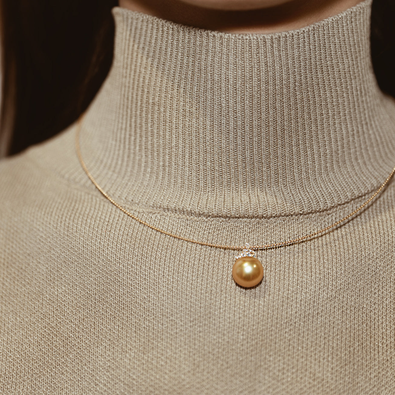 18K Solid Gold South Sea Golden Pearl Necklace - Luxury Women's Jewelry Gift for Wedding, Anniversary & Special Occasions | Elegant Pearl Pendant for Formal Events & Evening Wear