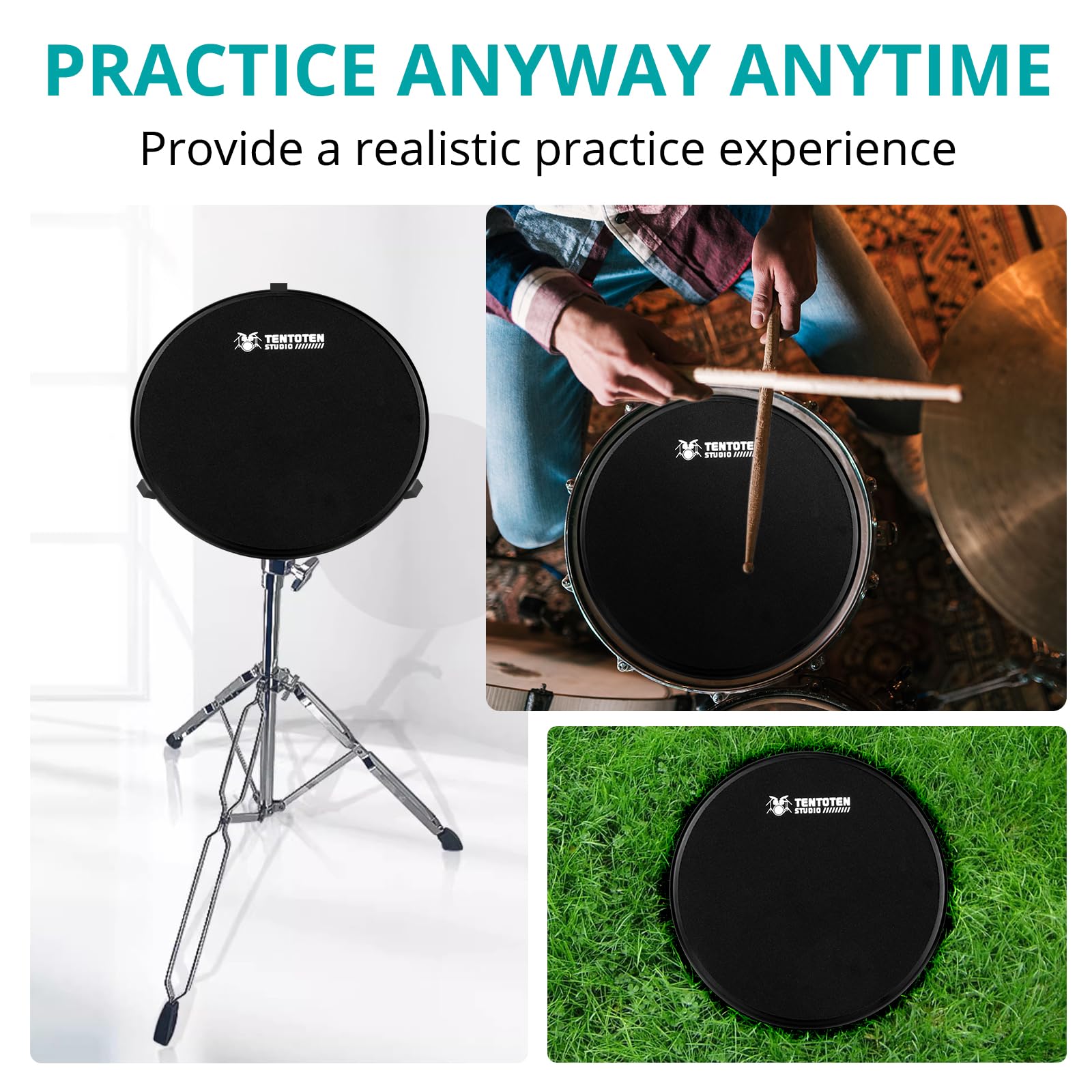 6 Inch Drum Practice Pad - 2-Sided Silicone & 0.6