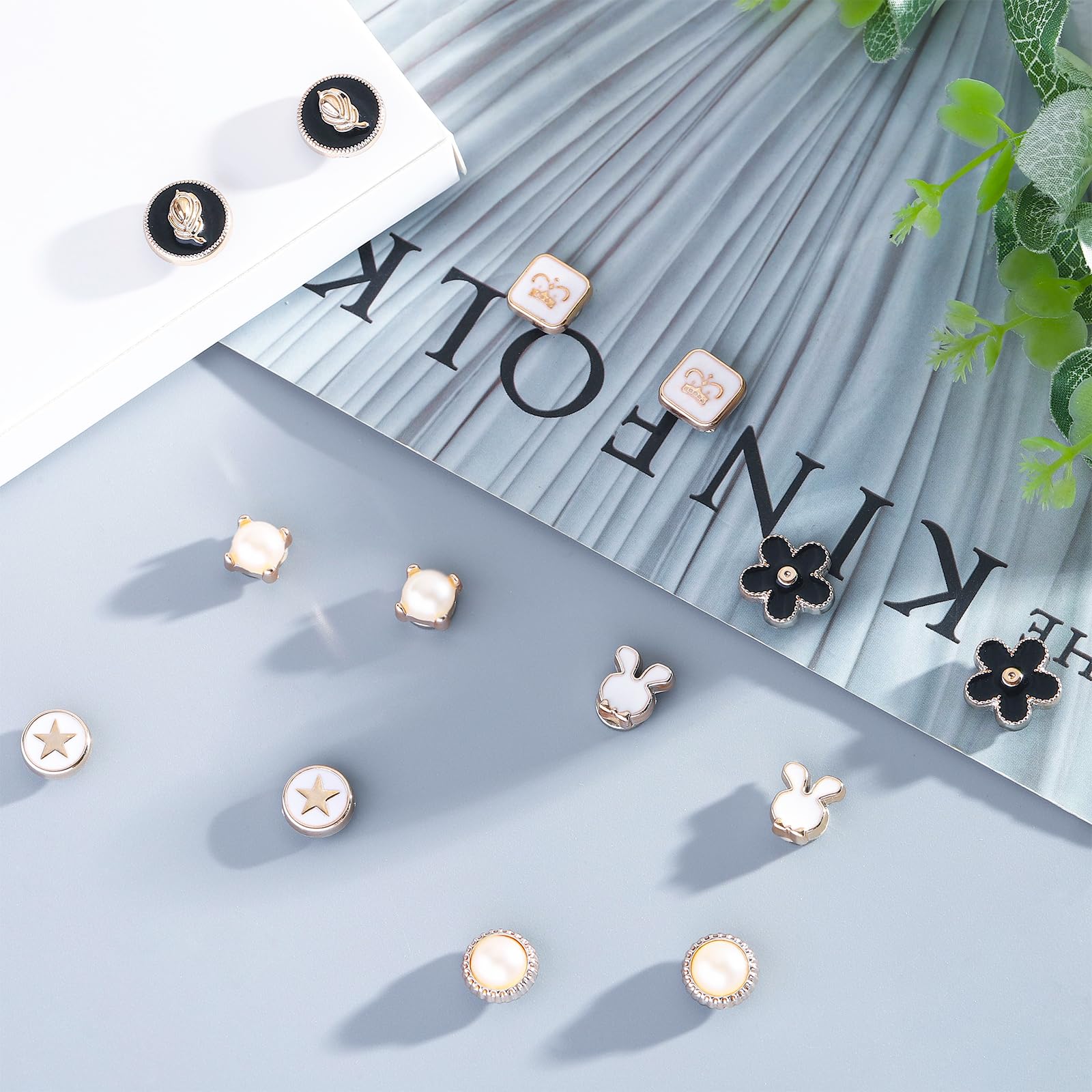 NEWITIN 15/30 Pairs Magnetic Clip-On Earrings for Women – Cubic Zirconia & Pearl Stud Earrings – Non-Piercing Fashion Jewelry for Women & Girls – Perfect for Parties, Weddings & Everyday Wear