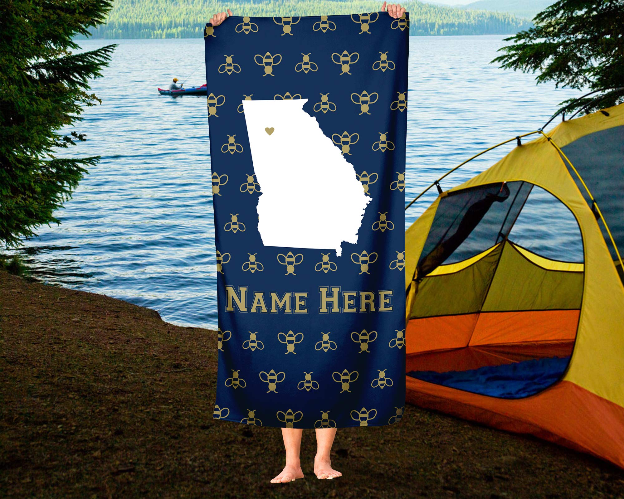 Custom Atlanta Georgia State Pride Beach & Bath Towel - Personalized Medium & Large Towels for Adults & Kids | College Football & Basketball Fans Gift | Pool, Beach, Gym, Home Decor