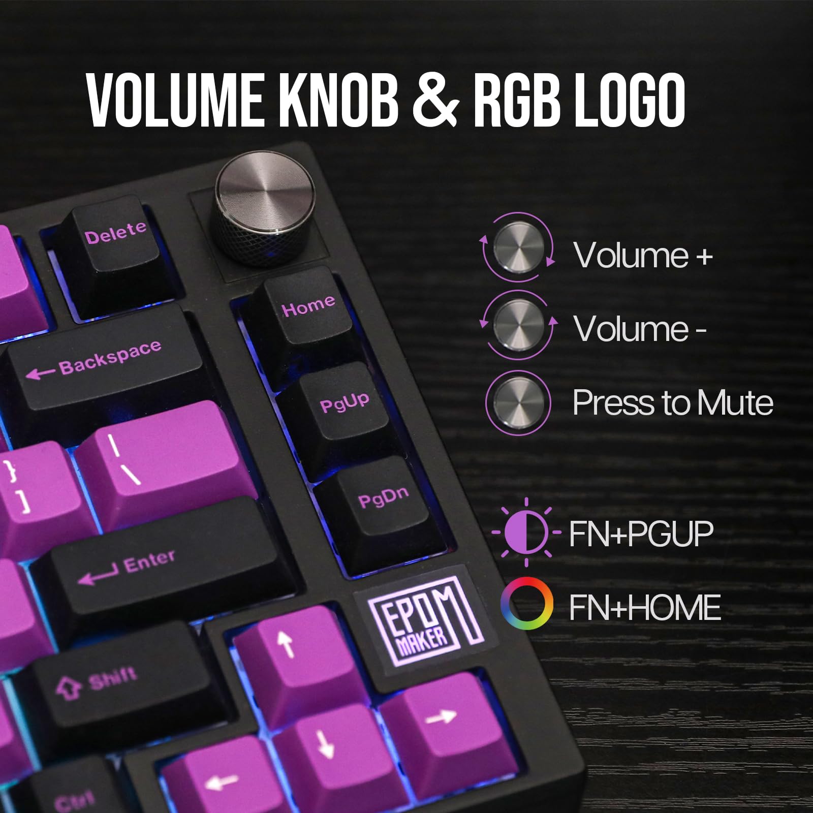 EPOMAKER TH80 SE 75% Gasket Mount Mechanical Keyboard - NKRO, Hot Swappable, RGB Backlit, Triple Mode (Wired/Bluetooth/2.4G) for Gaming - Poron/EVA Foam Dampening, Knob Control - Compatible with Windows/Mac - TH80 SE Black Purple (Gateron Pro Black Switches) - Perfect for Esports, Office Work & Typing Enthusiasts