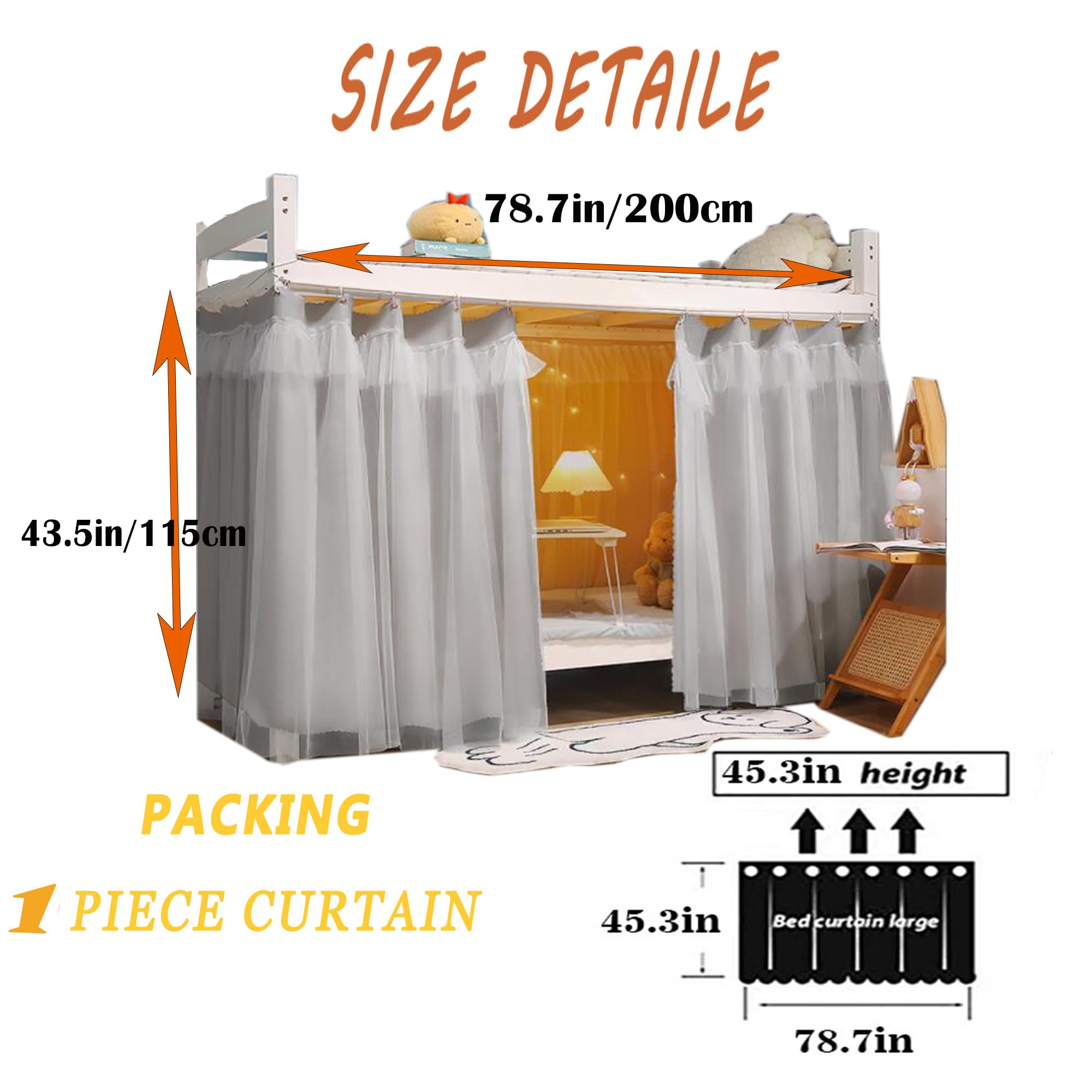 Blackout Bed Canopy for Dorm & Home - Thick Solid Fabric Bunk Curtains for Single Sleeper - Perfect for Privacy & Light Blocking in College Dorms, Apartments, and Bedrooms