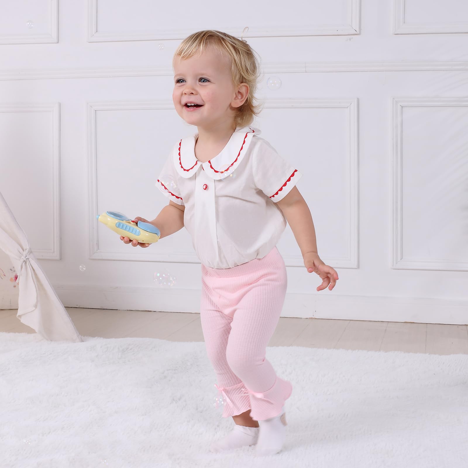 **Baby Girl Ribbed Leggings & Bell Bottoms - 5 Pack | Soft & Stretchy Newborn Toddler Pants | Perfect for Playtime, Daycare & Family Outings**