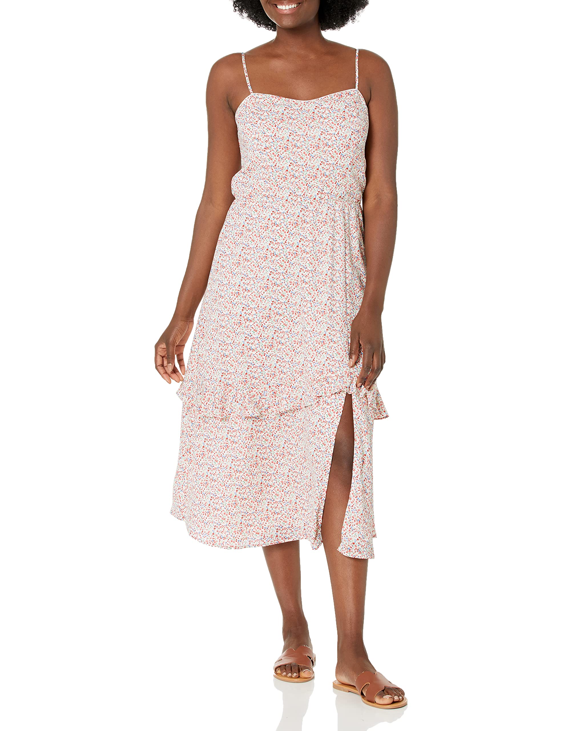 Women's Floral Sleeveless Midi Dress with Thigh Slit - Sugar Lips Summer Party & Wedding Guest Dress