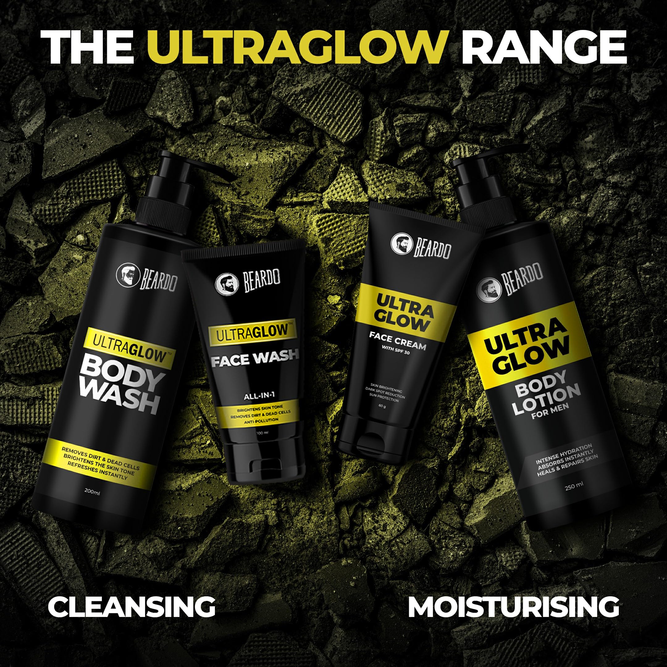Beardo Ultraglow Hydrating Body Lotion for Men - 250ml | Lightweight Winter Moisturizer for Dry Skin | Nourishing Body Butter with Vitamin E | Perfect for Daily Use & Post-Shave Care