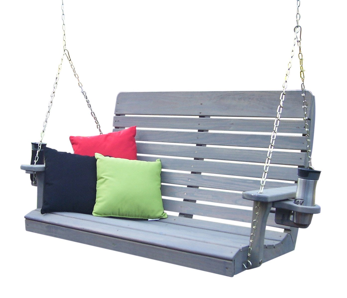 A & L Furniture Pressure Treated Pine Highback Porch Swing - Outdoor Patio Garden Bench for Relaxing in Backyard, Deck or Porch