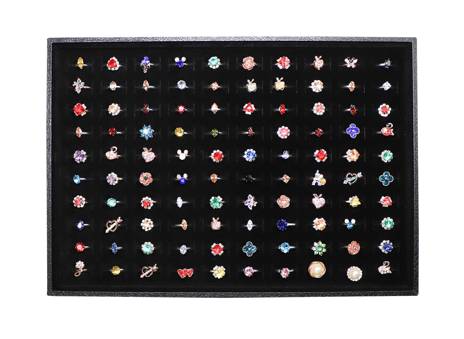 Wudygirl 100-Slot Ring Holder Organizer - Stackable Jewelry Tray for Drawer Storage - Perfect for Necklaces, Earrings & Bracelets - Bedroom Vanity & Bathroom Countertop Decor