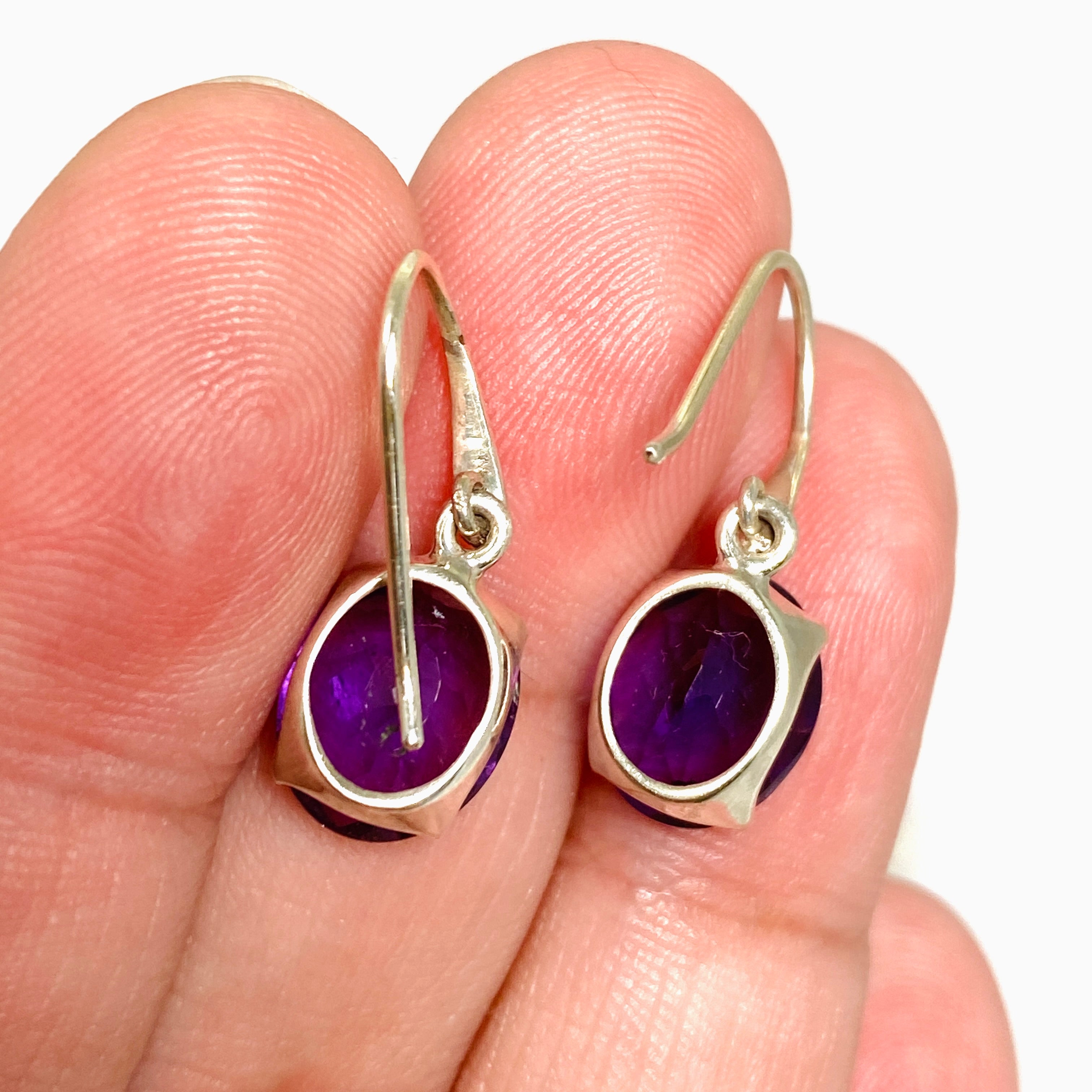 Natural Amethyst Oval Faceted Stud Earrings for Women - 925 Sterling Silver Dangle Jewelry - Perfect for Weddings, Parties & Everyday Wear