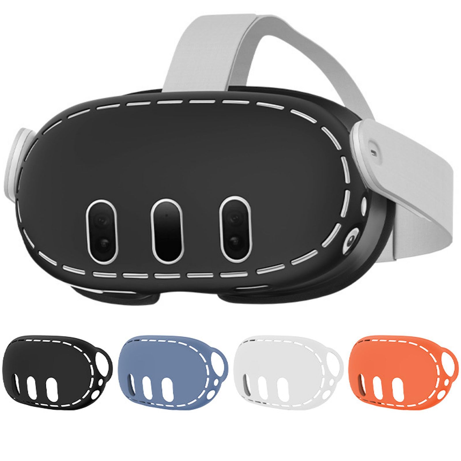 Fenmaru VR Headset Silicone Cover Compatible with Meta Quest 3 - Dustproof Protective Shell with Breathable Front Panel (Black) - Perfect for Gaming, VR Fitness & Immersive Entertainment