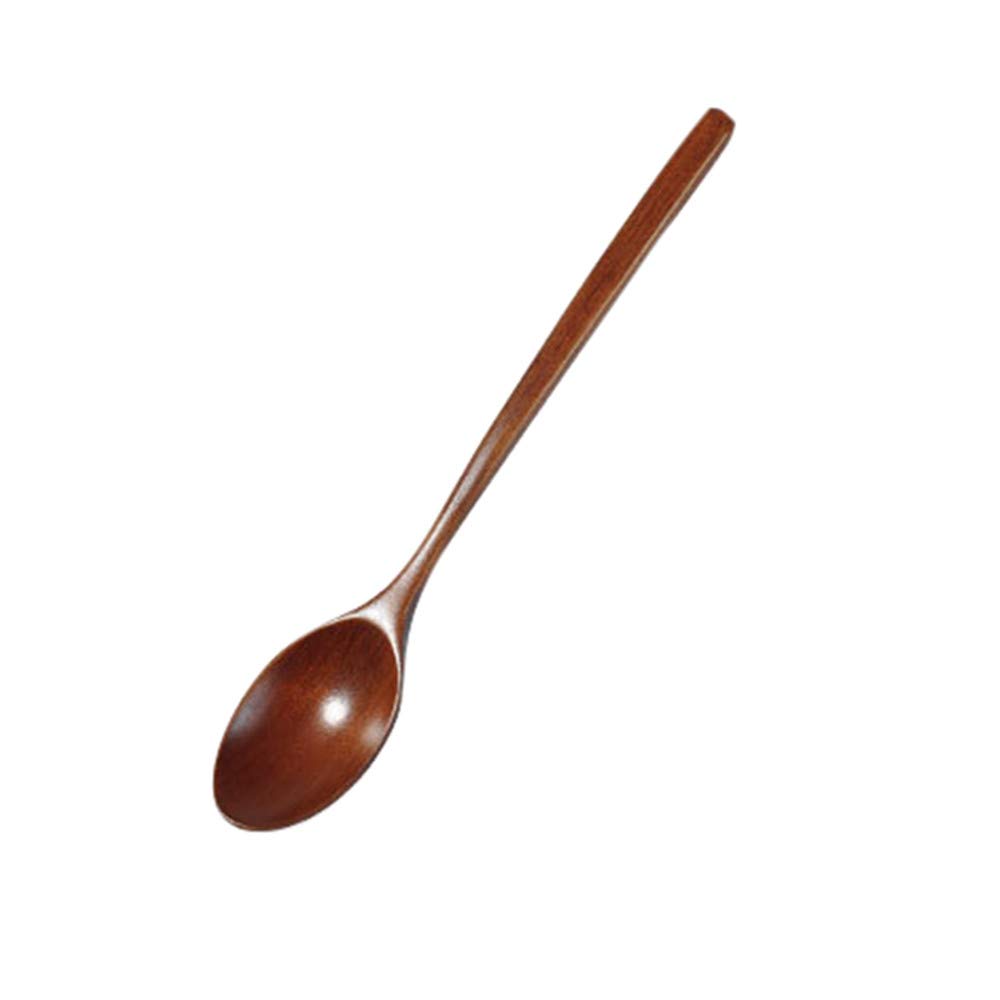 Premium Wooden Dinner Spoons Set - 9 Inch Natural Brown Wood Soup Spoons with Long Handles - Ideal for Korean, Japanese & Western Cuisine - Perfect for Soups, Stews, Rice Bowls & Family Dining