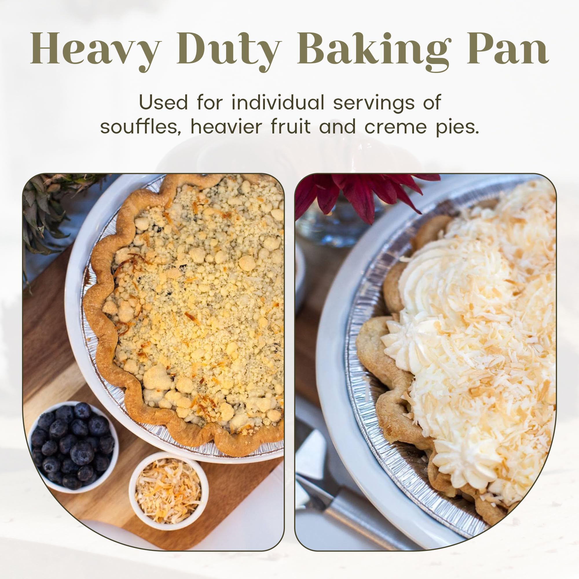 KitchenDance 11 Inch Deep Disposable Aluminum Foil Pie Pans - Heavy Duty Baking Pans for Pies, Quiches & Desserts | Perfect for Home Baking, Bakery Use & Party Serving | Eco-Friendly & Recyclable Aluminum Pie Tins (Pack of 11104)