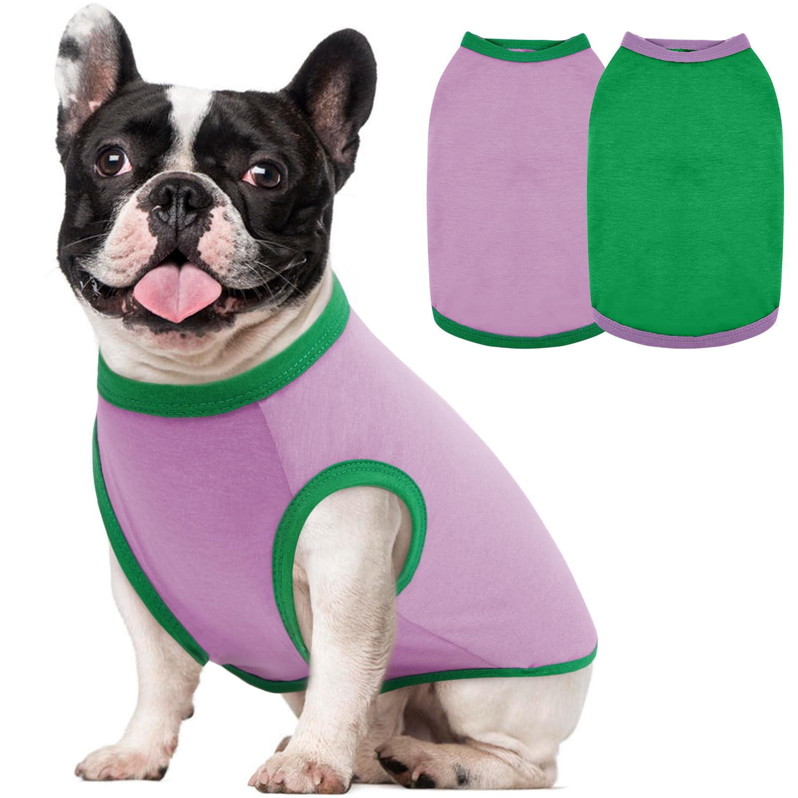 ROZKITCH 2 Pack Soft Cotton Dog T-Shirts - Breathable Sleeveless Tank Top Vest for Small Dogs & Puppies - Perfect for Summer Walks, Outdoor Adventures & Pet Fashion