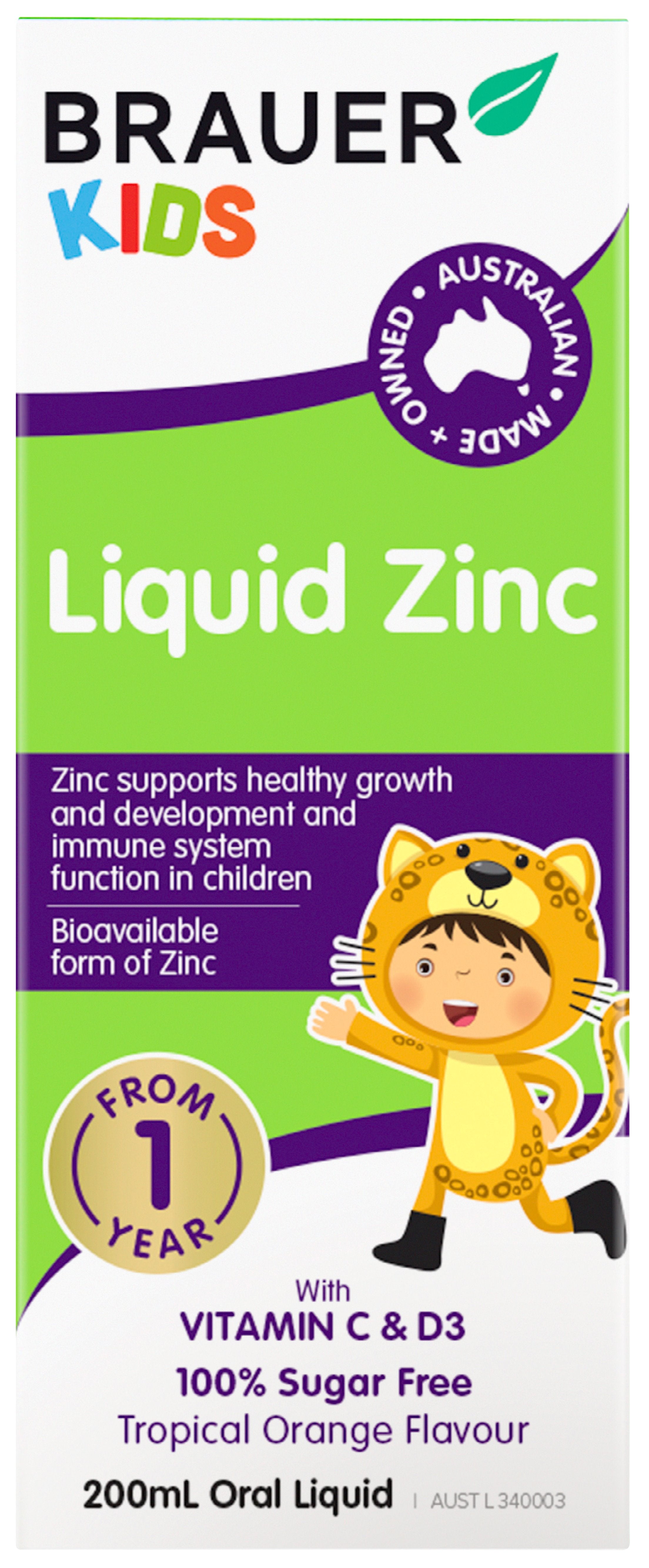 Brauer Baby & Kids Liquid Zinc Supplement - Immune Support for Infants & Children - Ideal for Cold & Flu Season, Daycare & School Immunity Boost