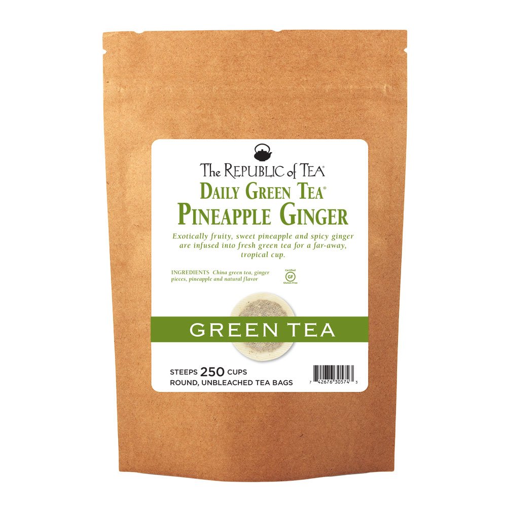 The Republic of Tea Pineapple Ginger Daily Green Tea - 250 Tea Bags | Antioxidant-Rich, Natural Energy Boost | Perfect for Morning Routine, Afternoon Pick-Me-Up & Relaxation