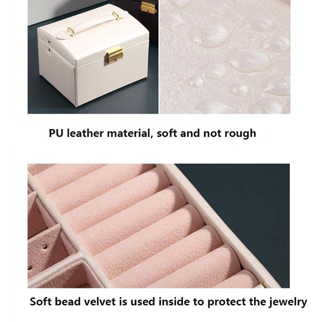 Elegant Leather Jewelry Box with Lock - Portable Travel Jewelry Organizer for Earrings, Rings, Necklaces & Bracelets - Perfect Gift for Women & Girls (Red) - Ideal for Home Storage, Travel & Daily Use