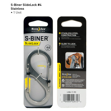 Nite Ize Slidelock S-Biner Steel Carabiner Clip #4 - Secure Keys, Tools & Gear for Hiking, Camping & Everyday Carry