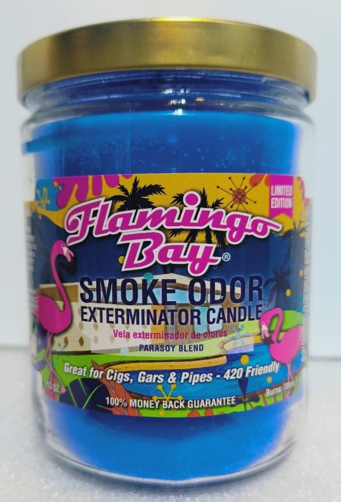 Flamingo Bay Smoke Odor Eliminator Candles - Set of 8 (13 oz Each) with Havana Nights, Moon Light, Bermuda Beach & More | Home Fragrance for Living Room, Bedroom, Bathroom & Office