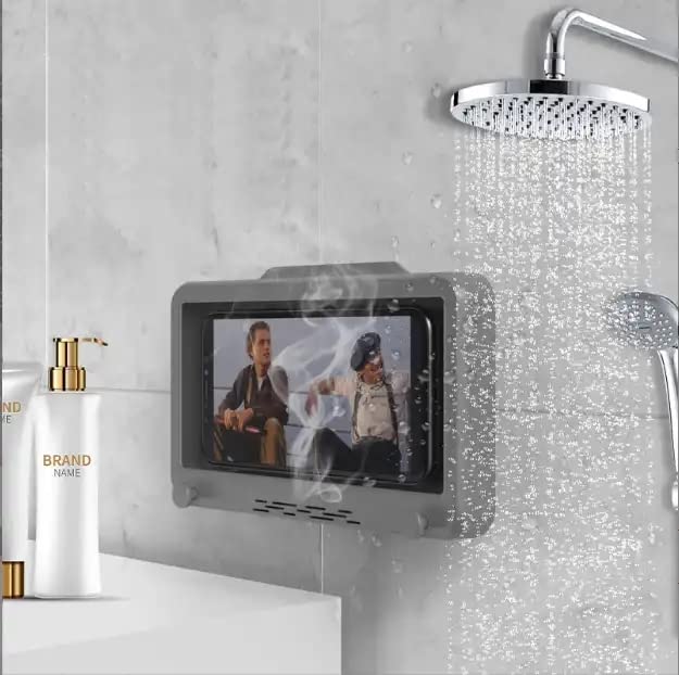 Waterproof Shower Phone Holder - 360° Rotatable Anti-Fog Bathroom Wall Mount for iPhone & Samsung (Dark Blue) | Perfect for Shower, Bathtub, Kitchen & Gym Use