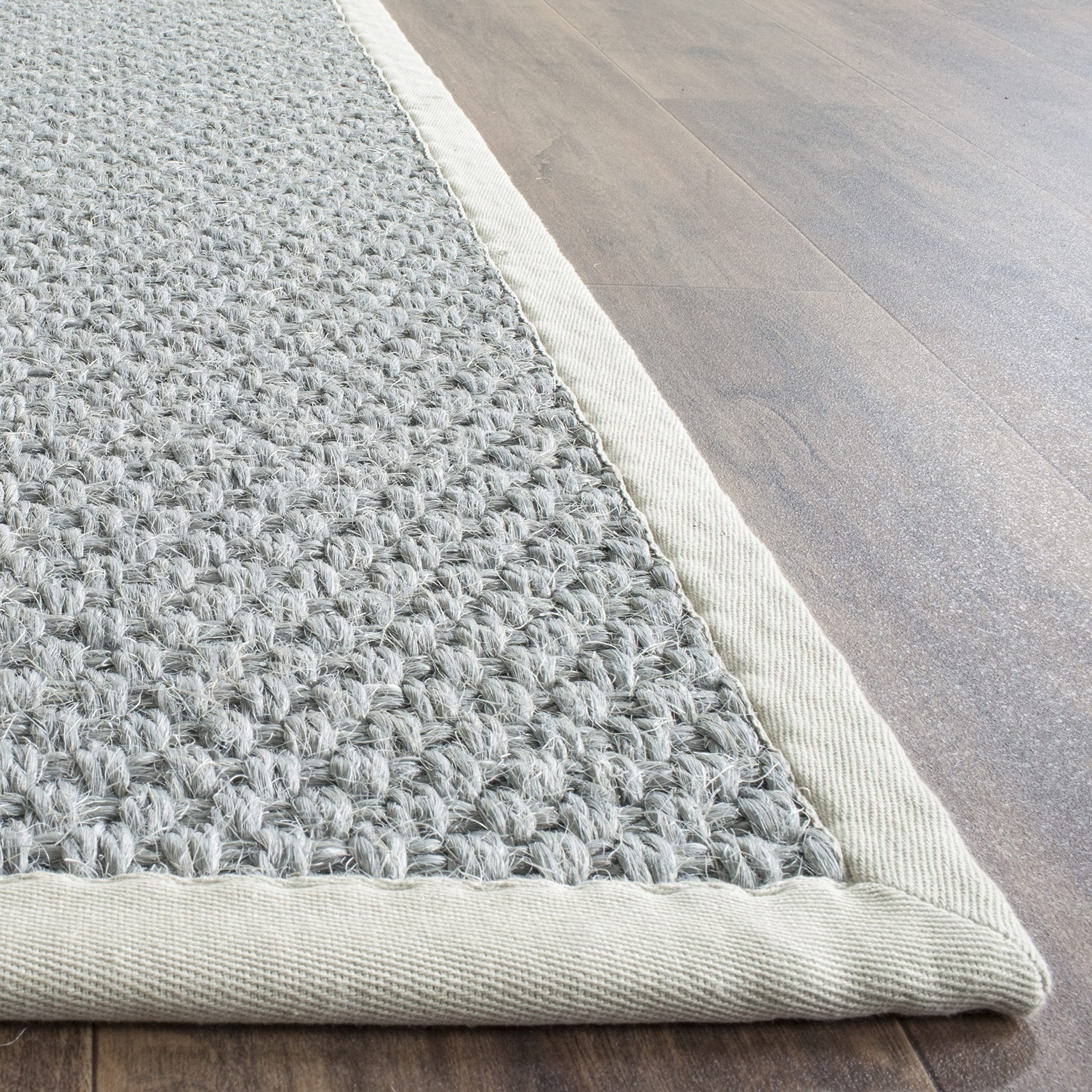 SAFAVIEH Natural Fiber Collection Area Rug - 8' x 10', Silver & Grey Sisal Design, Easy Care Jute Rug for High Traffic Areas - Perfect for Living Room, Bedroom, Office & Entryway (NF463B)