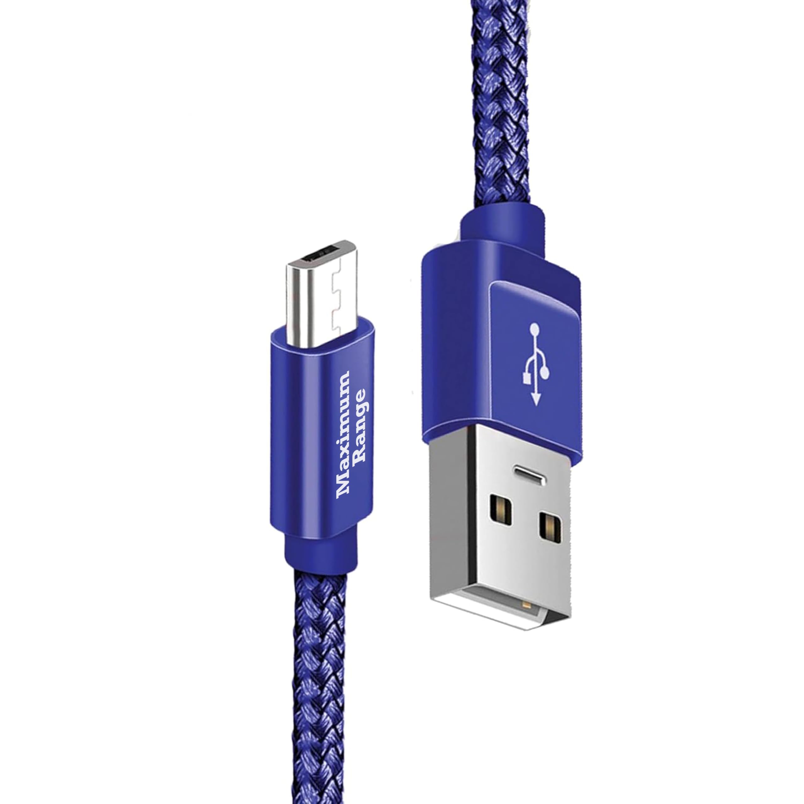 Premium Nylon Braided Micro USB Cable - Fast Charging & Durable Android Charger Cord (3.3ft/1M) for Samsung Galaxy S7/S6/J7/J5/J3, Huawei, HTC, Nokia, Tablets, Kindle, PS4 - Perfect for Home, Office & Travel (Blue)