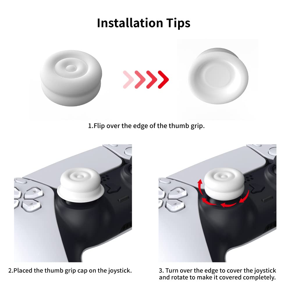 PlayVital Transparent Thumbstick Caps for PS5, PS4, Xbox Series X/S, Xbox One/Elite Series 2 & Switch Pro Controller - Premium Joystick Grips for Enhanced Gaming Comfort - Perfect for FPS, Racing & Long Gaming Sessions