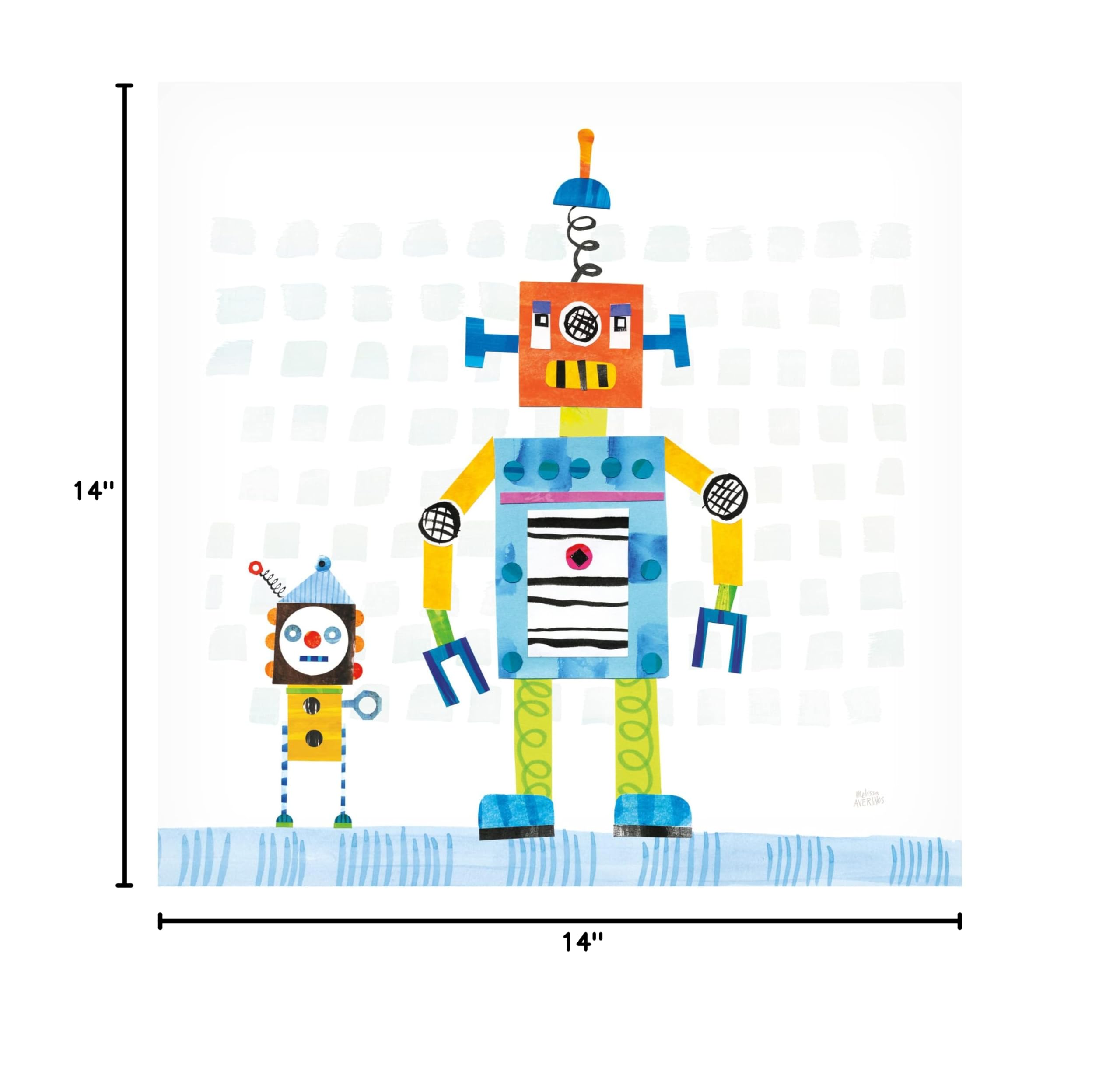 Robot Party II on Square Toys Canvas Art by Melissa Averinos - Modern Abstract Wall Decor for Living Room, Bedroom & Office