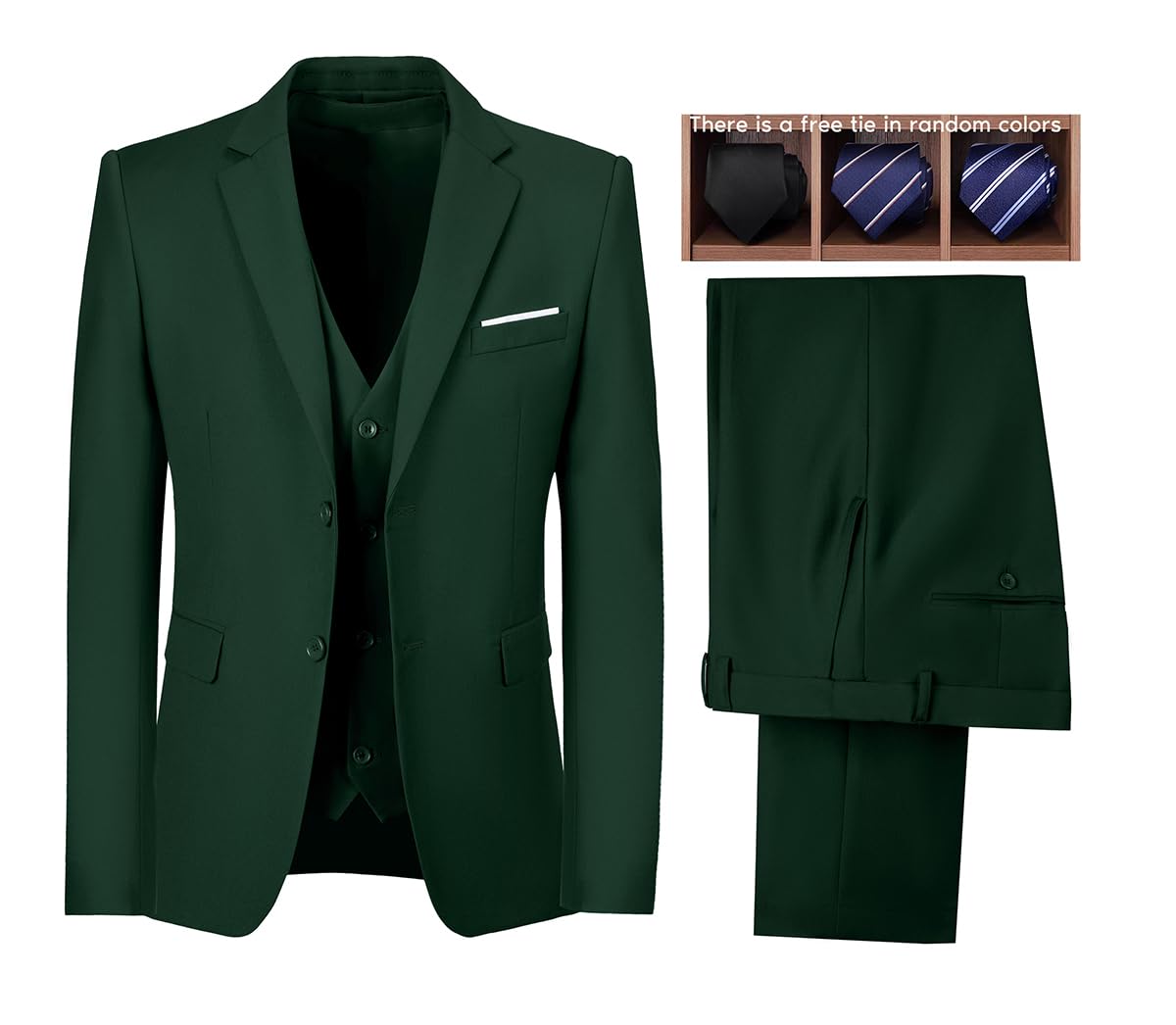 3 Piece Slim Fit Men's Suits for Wedding & Prom - Formal Notched Lapel Tuxedo Jacket with Pants & Vest Set | Perfect for Groomsmen, Business Events & Special Occasions