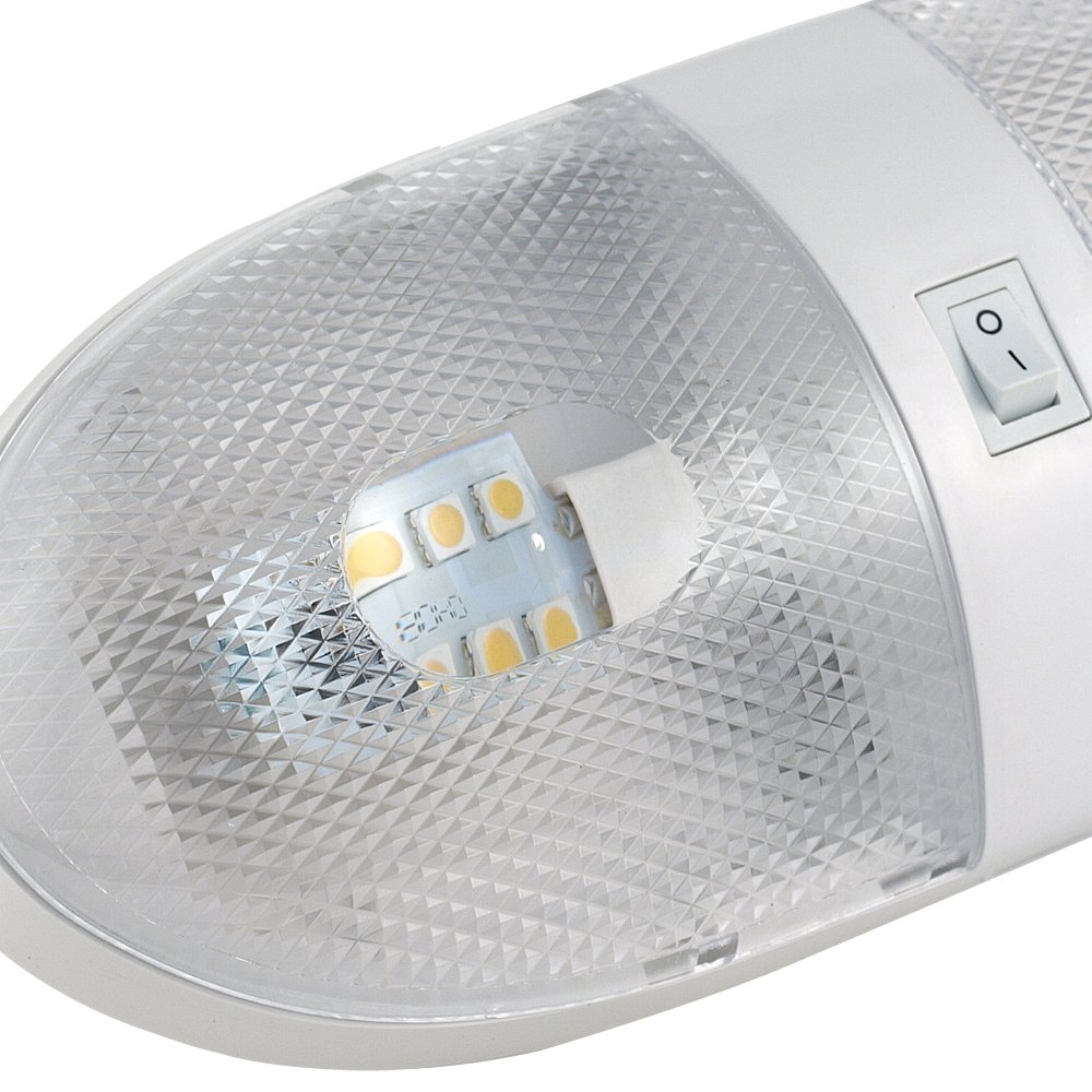 Lumitronics RV 12V Double LED Ceiling Dome Light with On/Off Switch - Removable Lenses (4-Pack) - Perfect for Camper, Trailer, and Marine Interior Lighting