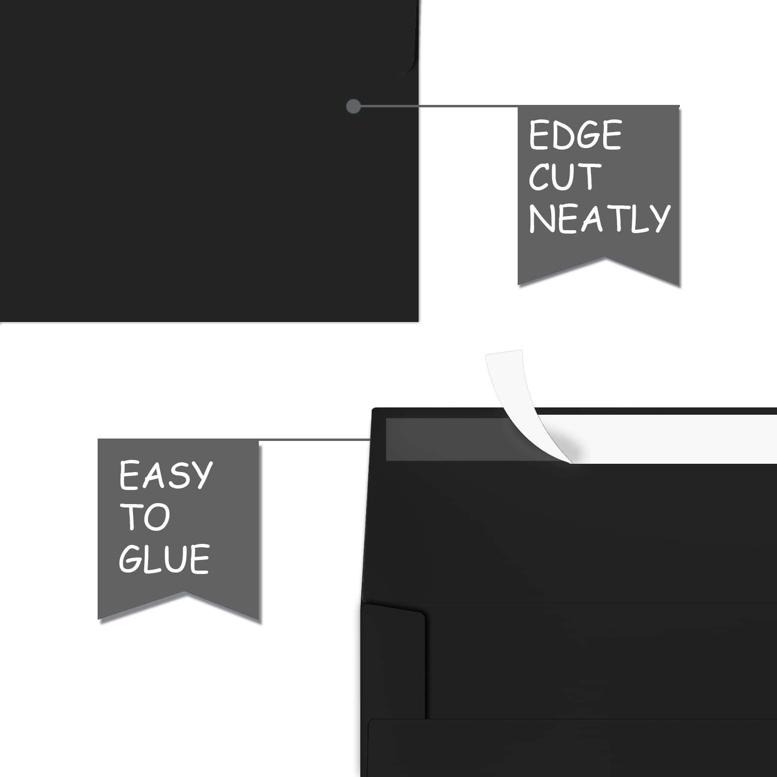 100 Pack Black 5x7 Envelopes, A7 Self Seal Invitation Envelopes for Wedding, Birthday, Baby Shower & Party Cards - Premium Quality Stationery for Greeting Cards, Invitations & Business Mailings