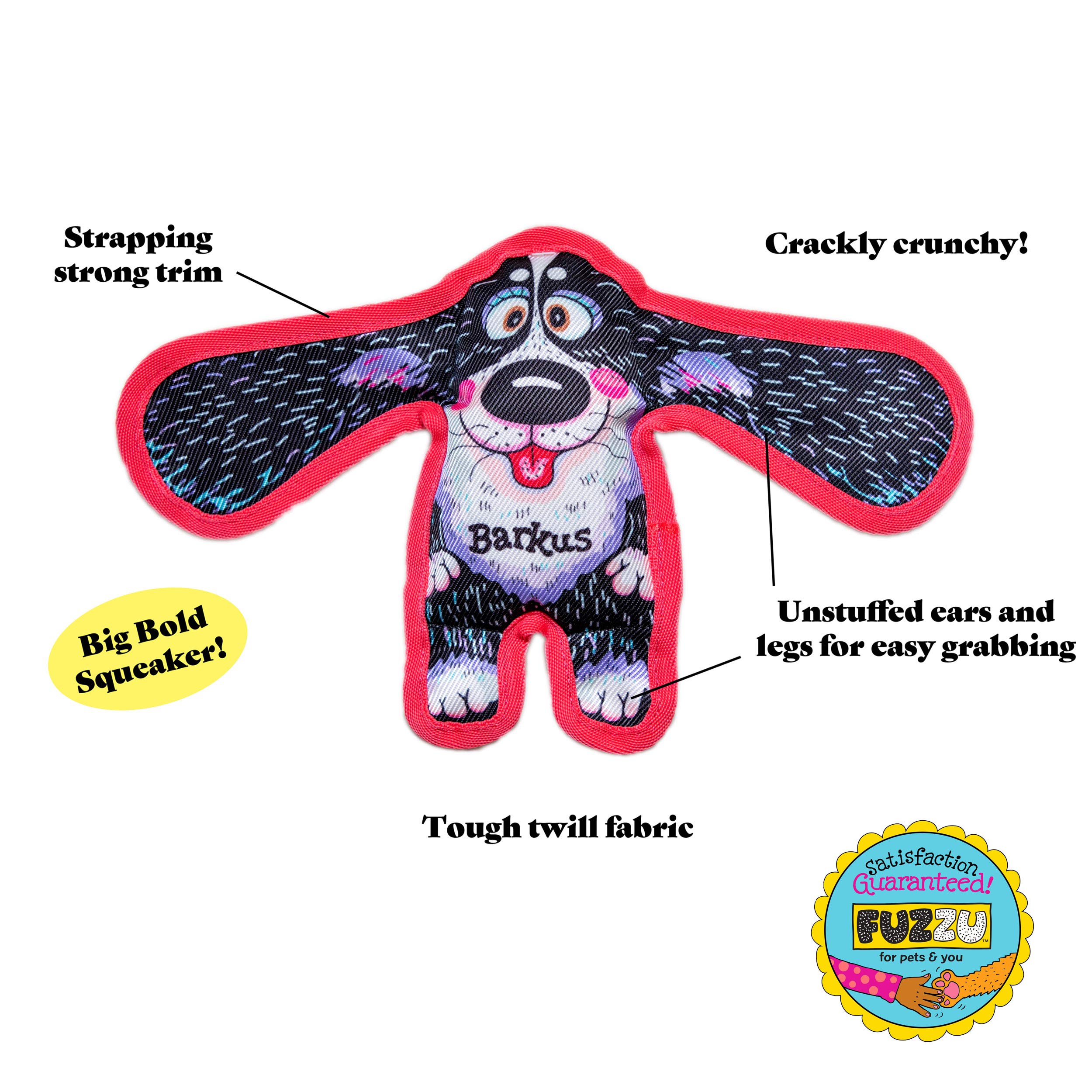 FUZZU All Ears Dog Chew Toy - Durable Squeaky Chew Toy for Small Dogs (5 Inch) - Tough Puppy Teething Toy for Aggressive Chewers - Perfect for Indoor Play & Outdoor Training