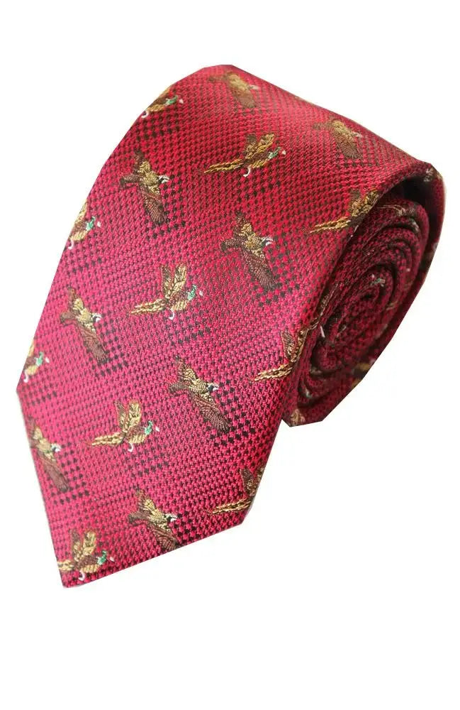 LA Smith Country & Hobby Bird Check Silk Neckties for Men | Classic Patterned Dress Ties for Business, Weddings & Formal Occasions
