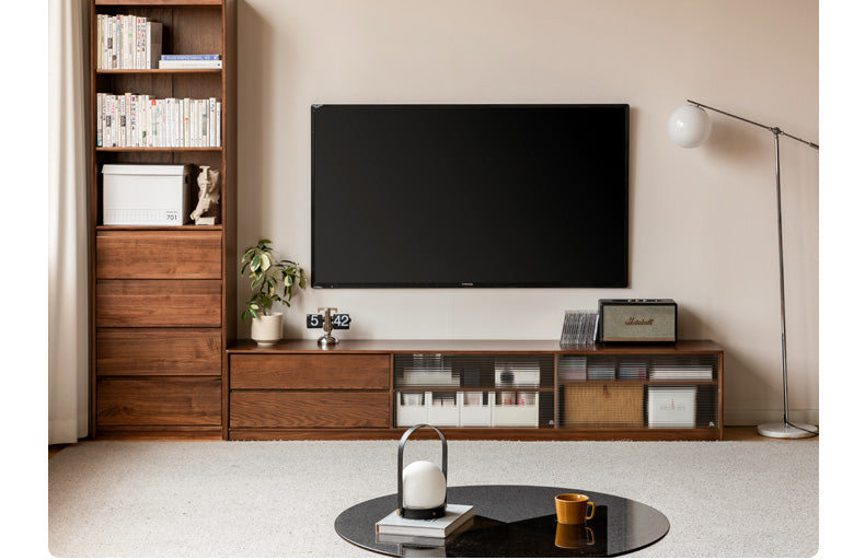 Solid Oak Wood TV Wall Cabinet - Rustic Entertainment Center for Living Room, Bedroom & Home Theater Storage