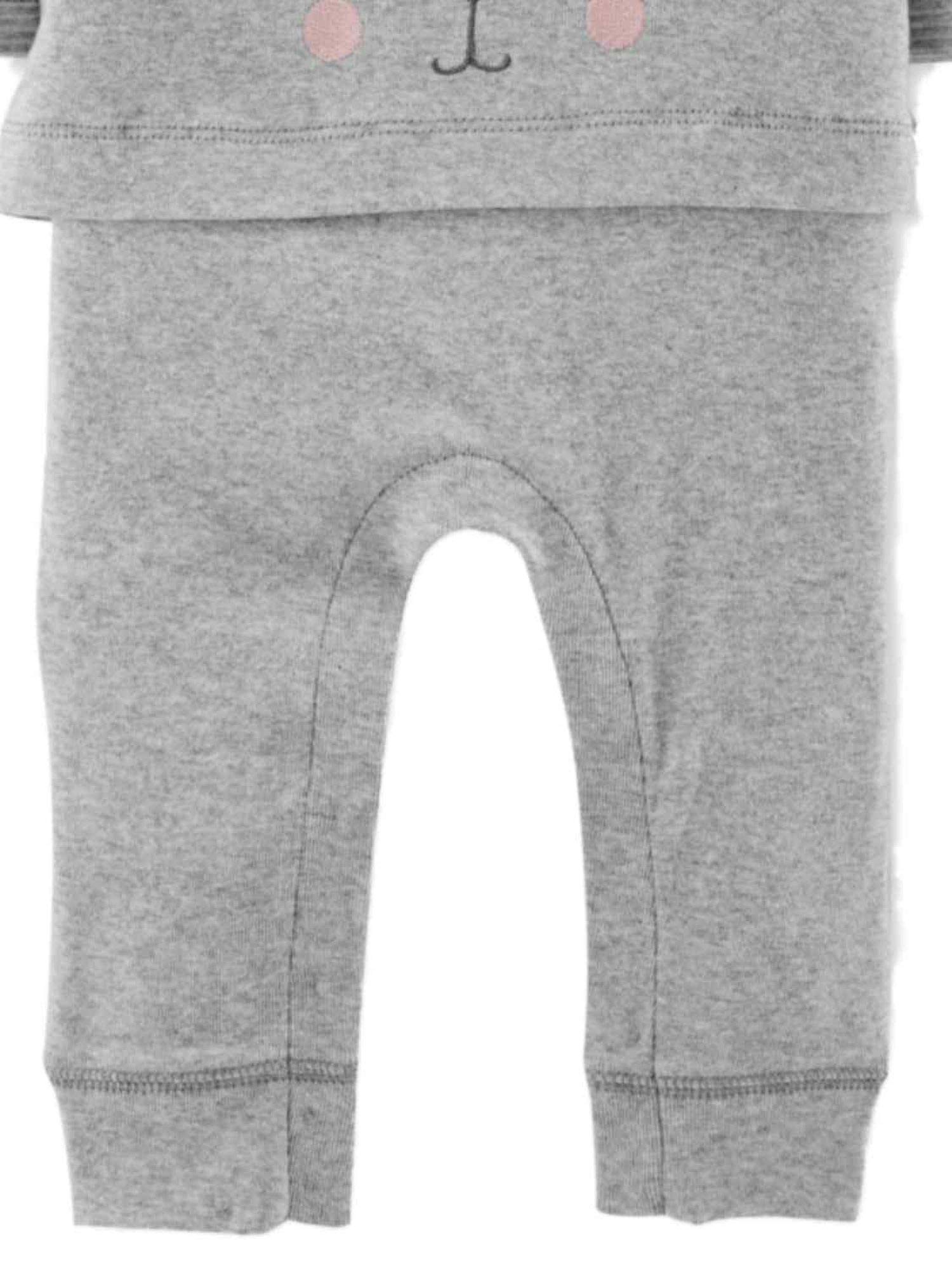 Carters Baby Girls Gray Striped Bunny Rabbit Mock-Layered Jumpsuit - Soft Cotton Romper for Newborns & Infants - Perfect for Playdates, Easter Outfits & Photo Shoots