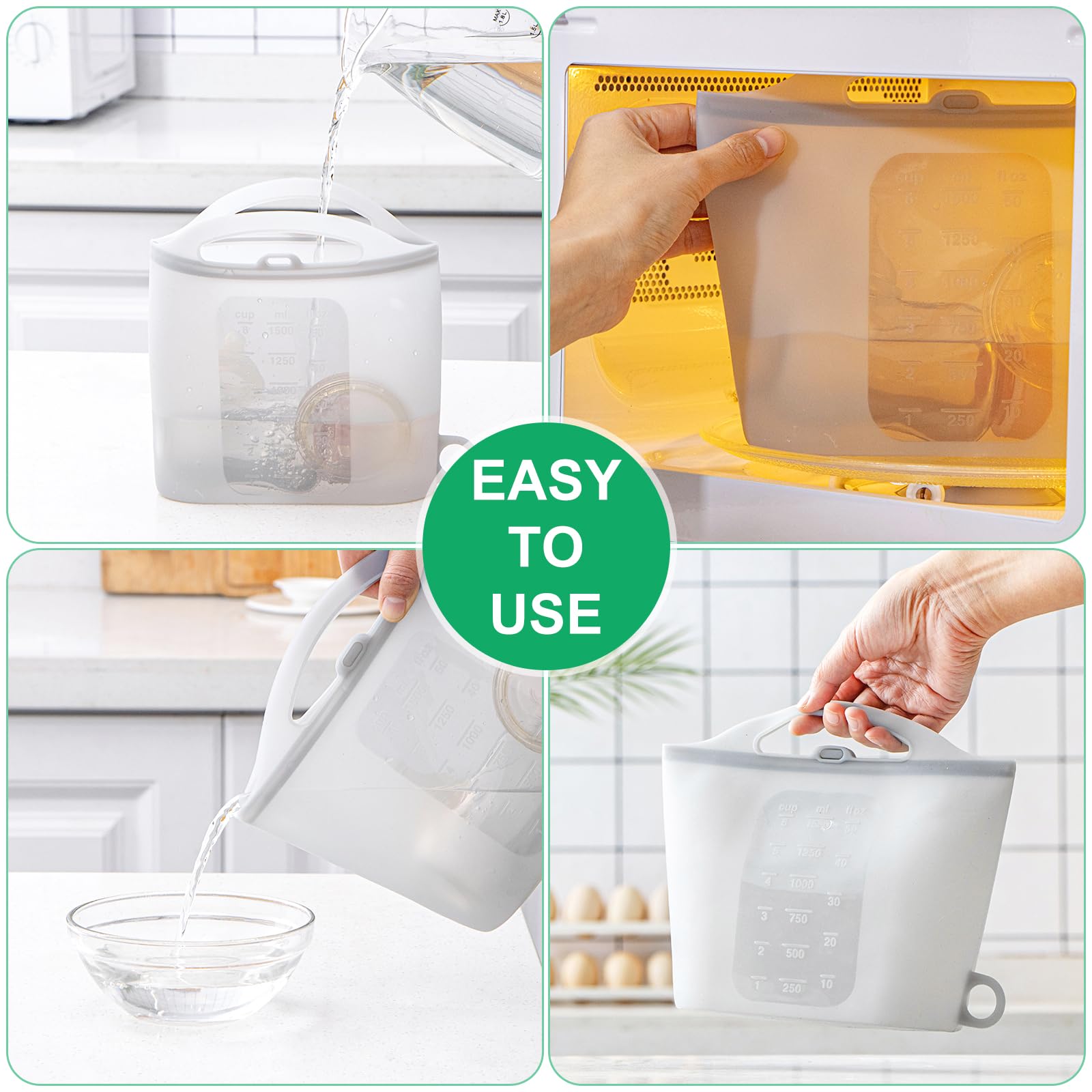 2 Pack Reusable Silicone Microwave Steam Sterilizer Bags - 1.5L Baby Bottle Sterilizer for Home & Travel | BPA-Free Steam Sanitizer for Pacifiers, Breast Pump Parts & Accessories | Dishwasher Safe & Compact for On-the-Go Use