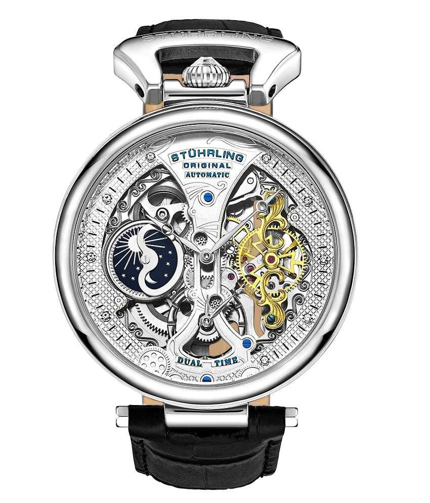 Silver Dial/Black Case/Black Leather Strap