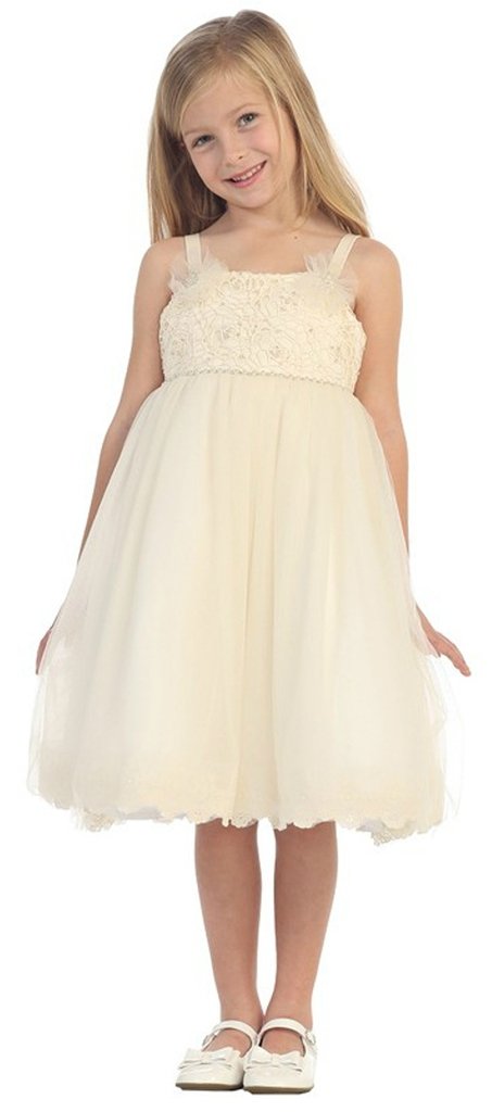 AkiDress Crochet Top & Tulle Lace Flower Girl Dress - Elegant First Communion, Wedding Party, and Special Occasion Outfit for Toddlers