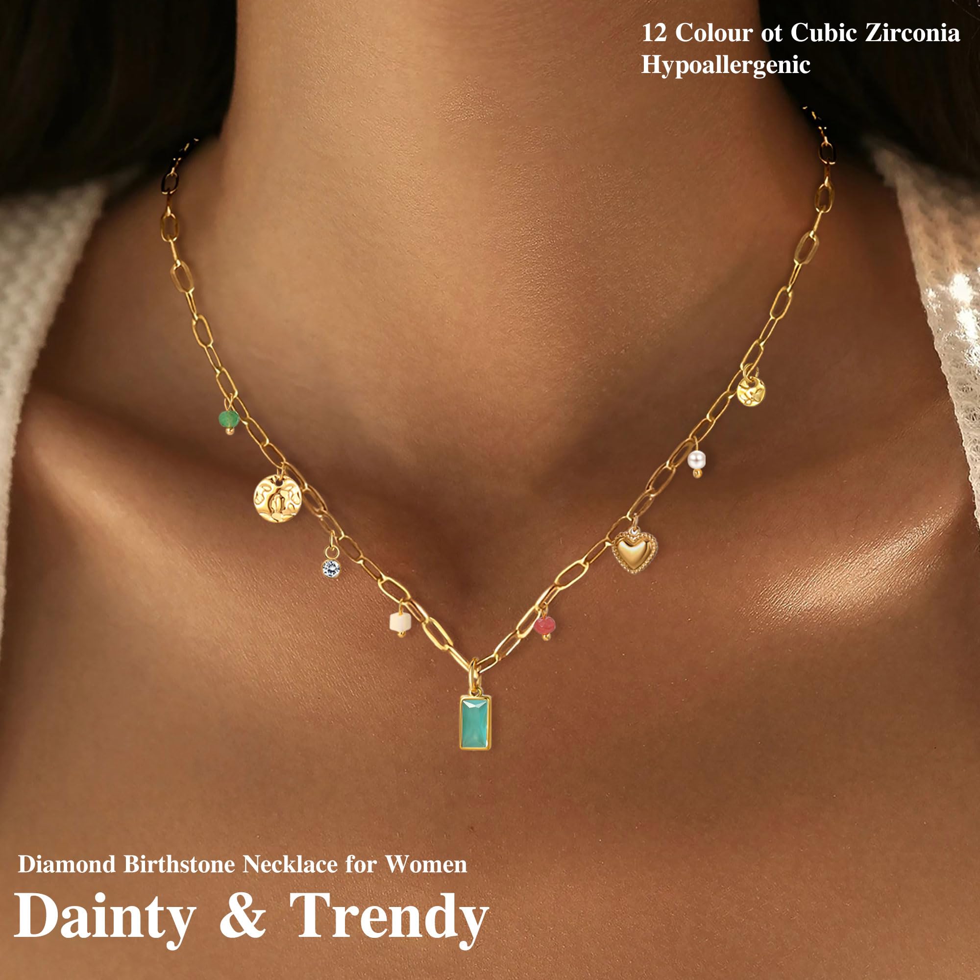 Emerald Birthstone Necklace for Women - 14K Gold Pendant Charm Jewelry, Elegant Birthday Gift for Her | Perfect for Anniversaries, Mother's Day & Special Occasions
